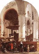 WITTE, Emanuel de Interior of the Oude Kerk at Delft during a Sermon china oil painting reproduction